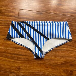 New Women's Clover Canyon Blue Black Abstract Bikini Bottom Swimsuit Size Large